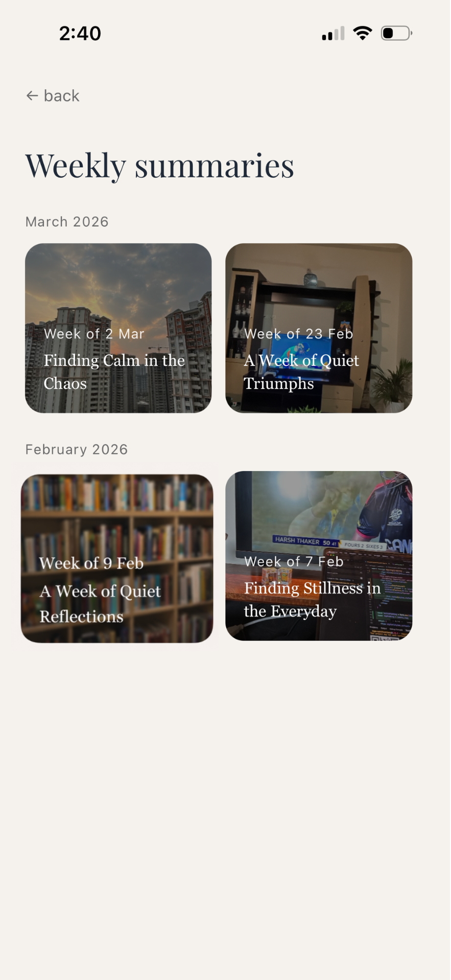 Weekly summaries from Moment